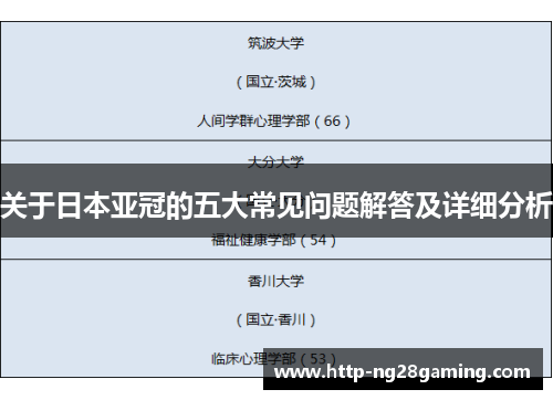 关于日本亚冠的五大常见问题解答及详细分析